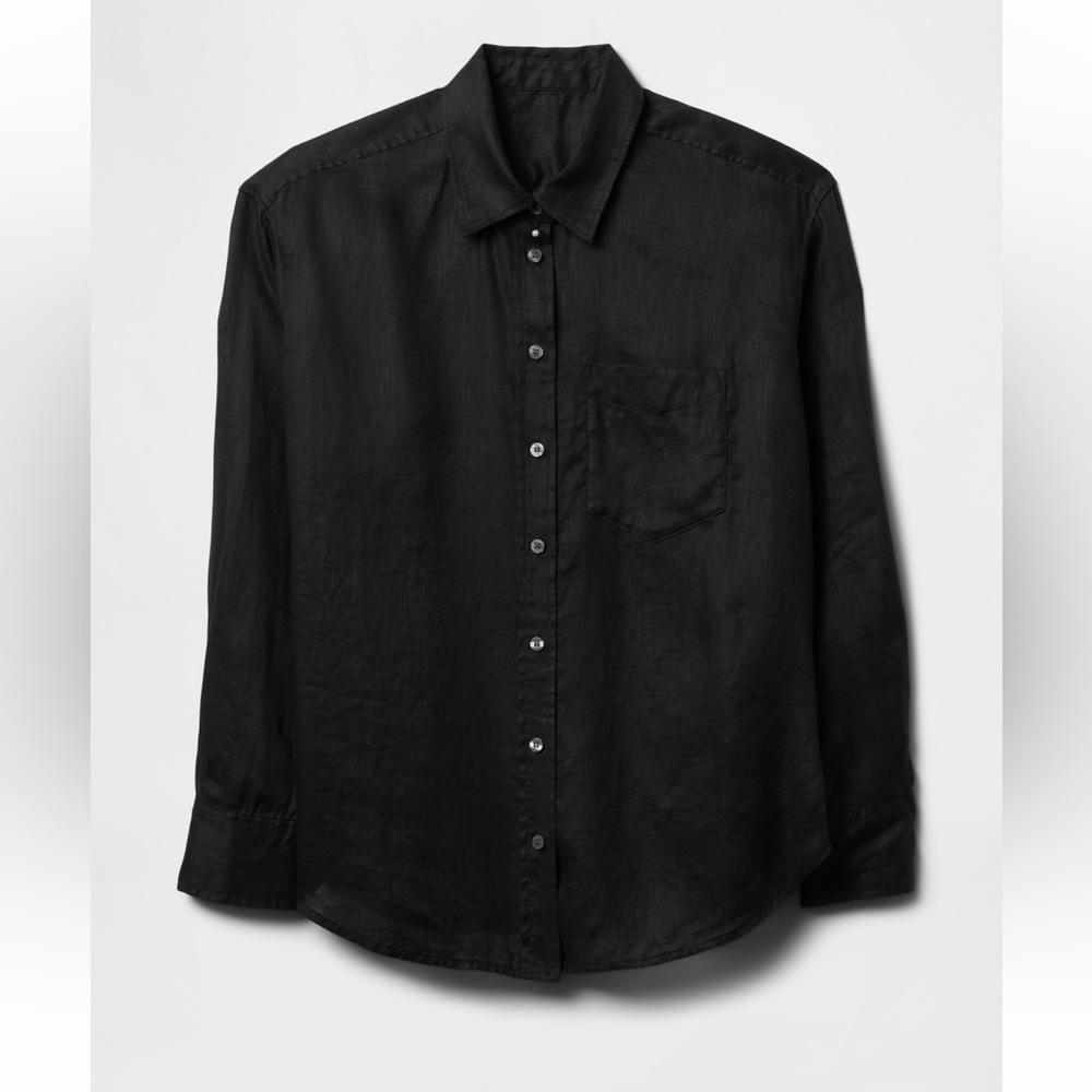 Gap 100% Linen Oversized Button Down Shirt -Black, size Small​ - Picture 5 of 8